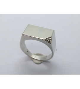 Zilver heren ring rechthoek met zirkonia mt. 20 - 3222898