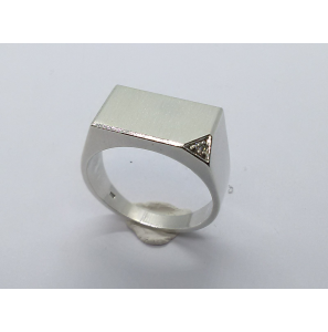 Zilver heren ring rechthoek met zirkonia mt. 20 - 3222898