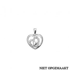 Zilveren hanger RH hartje met zirconia's - 3160476