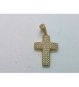Goud hanger kruis vol zirkonia 21x15 mm - 3211439