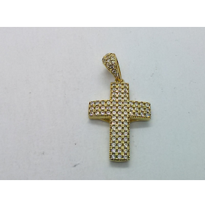 Goud hanger kruis vol zirkonia 21x15 mm - 3211439