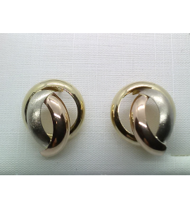 Goud oorknop tri-colour fantasie 15 mm - 3211449