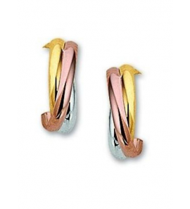 Goud oorknop tri-colour fantasie 13x3 mm - 3211450