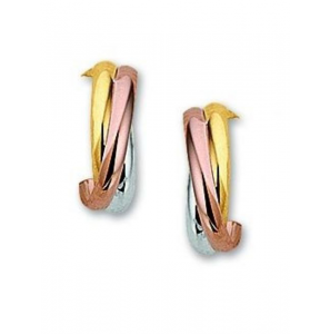 Goud oorknop tri-colour fantasie 13x3 mm - 3211450