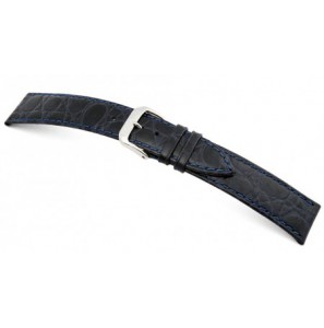 Happel Lederband Bahia 14mm ociaanblauw met crocoprint - 3201375