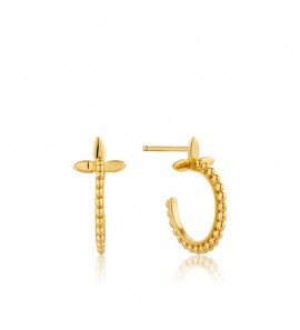 Ania Haie Modern Beaded Hoop Earrings S  GP - 3200976