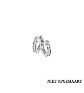 Zilveren klapcreolen vlak RH met zirconia 2,5 x 12,5 mm - 3160407