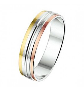 Amorio ring zilver met roze en geel goud AL756-5 - 3224013