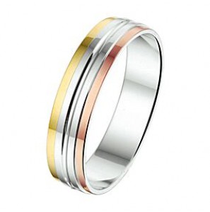 Amorio ring zilver met roze en geel goud AL756-5 - 3224013