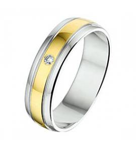 Amorio ring zilver met goud AL751-5 met 0.02 crt. - 3224016