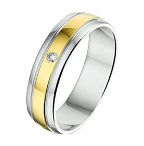 Amorio ring zilver met goud AL751-5 met 0.02 crt. - 3224016