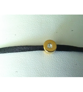 Imotional silk cord met geel verguld rondje zirkonia - 3201745