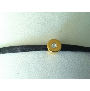 Imotional silk cord met geel verguld rondje zirkonia - 3201745