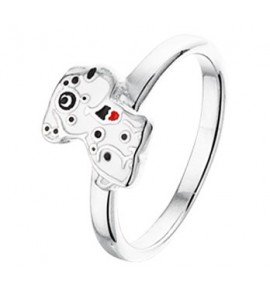 Zilver RH kinderring hondje emaille mt. 14 - 3202050