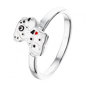 Zilver RH kinderring hondje emaille mt. 14 - 3202050