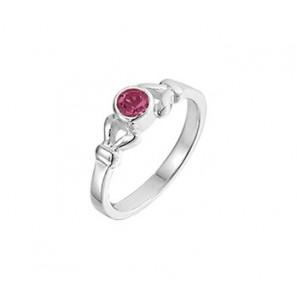 Zilver RH kinderring met roze zirkonia mt. 14 - 3202032