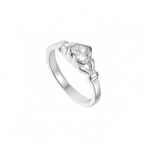 Zilver RH kinderring hartje zirkonia mt. 14 - 3202027