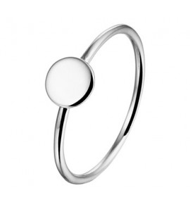 Zilver RH dames ring met rond plaatje mt. 17¾ - 3201001
