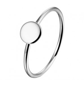 Zilver RH dames ring met rond plaatje mt. 17¾ - 3201001