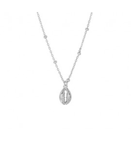 Zilver RH collier anker met bolletjes en hanger schelp 41-45 cm - 3201040