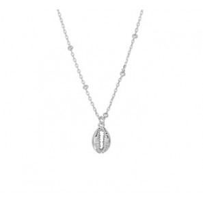 Zilver RH collier anker met bolletjes en hanger schelp 41-45 cm - 3201040