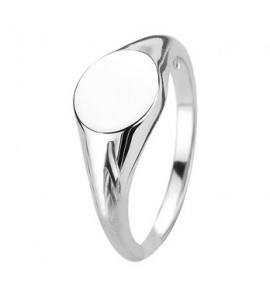 Zilver RH dames ring met ovaal schild mt. 17¥ - 3200988