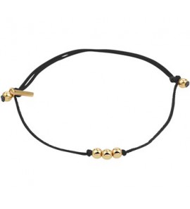 Armband zwart satijn met gouden bolletjes - 3201078