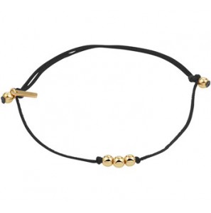 Armband zwart satijn met gouden bolletjes - 3201078