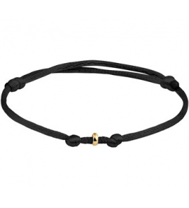 Armband zwart satijn met gouden rondje - 3201080