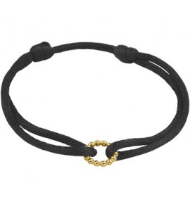Armband zwart satijn met gouden rondje parelrand - 3201081