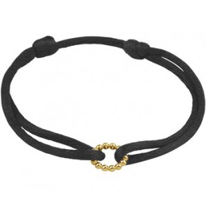 Armband zwart satijn met gouden rondje parelrand - 3201081