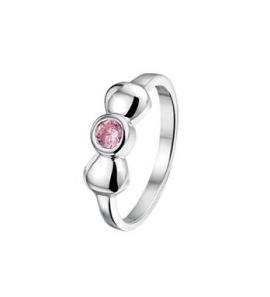 Zilver RH kinderring strik met roze zirkonia mt. 14 - 3202033