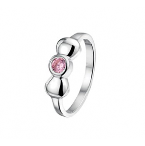 Zilver RH kinderring strik met roze zirkonia mt. 14 - 3202033