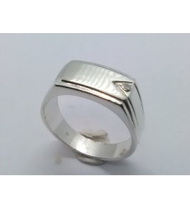 Zilver herenring rechthoek 9 mm met zirconia mt. 20½ - 3222299