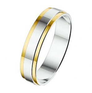 Amorio ring zilver met goud AL764-4.5 mm - 3224024