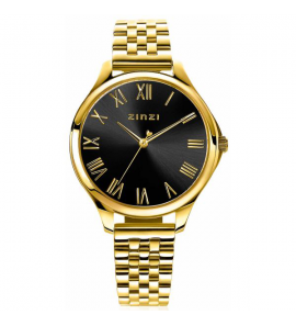 ZINZI horloge Julia zwartewijzerplaat gg vergulde band 34 mm - 3202303