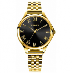 ZINZI horloge Julia zwartewijzerplaat gg vergulde band 34 mm - 3202303
