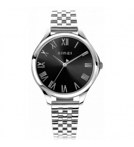ZINZI horloge Julia met zwarte plaat en stalen band 34 mm - 3202304
