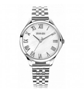 ZINZI horloge Julia met parelmoet witte wijzerplaat en stalen band 34 mm - 3202305