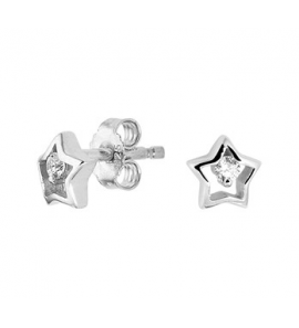 Zilver RH oorknop ster met zirconia - 3201289