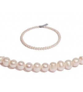 Di-Perle collier zoetwaterparel ovaal wit 8 - 9 mm 45 cm - 3201228