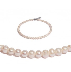 Di-Perle collier zoetwaterparel ovaal wit 8 - 9 mm 45 cm - 3201228