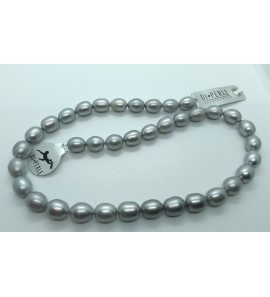 Di-Perle collier zoetwater licht grijs 9x11 mm rijstkorrel 45 cm - 3201238