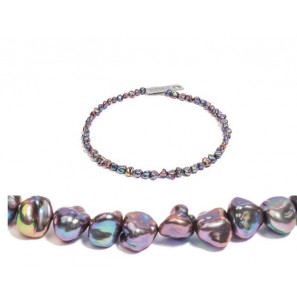 Di-Perle collier zoetwater barok Keshi purple 45 cm - 3201245