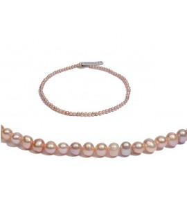 Di-Perle collier zoetwater zalm rijstekorrel 5x6 mm 45 cm - 3201252