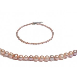 Di-Perle collier zoetwater zalm rijstekorrel 5x6 mm 45 cm - 3201252
