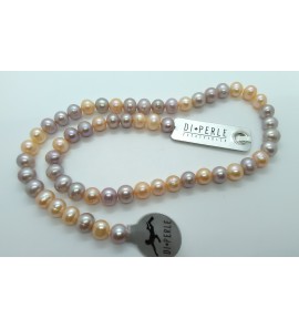 Di-Perle collier zoetwater zalm/purple 8-8.5 mm 45 cm - 3201253