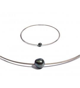 Di Perle edelstaal collier 5-rij met Tahiti parel grijs 11-12 mm 42 cm - 3201255