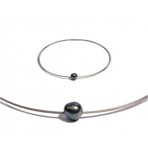 Di Perle edelstaal collier 5-rij met Tahiti parel grijs 11-12 mm 42 cm - 3201255