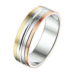 Amorio ring zilver met roze en geel goud AL757-5 - 3224014
